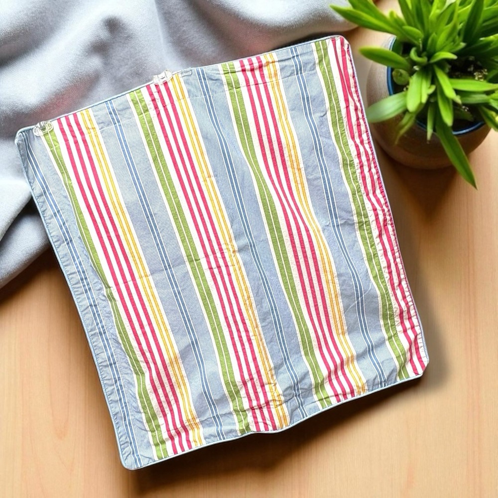 RALPH LAUREN STUDIO AWNING STRIPE EURO PILLOW SHAM 26in X 26in Blue Pink Green